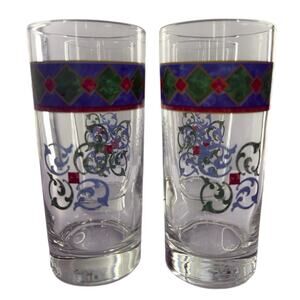Vintage 90s Pfaltzgraff Amalfi Classic Glass Tumblers Set of 4 16oz